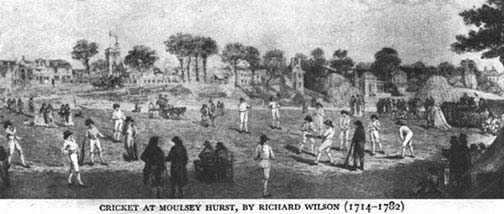 Cricket Match on Moulsey Hurst, by Richard Wilson (1714 - 1782)