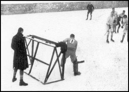 Goal Judge Behind the N.S. Box Net - Outdoor Ice Hockey