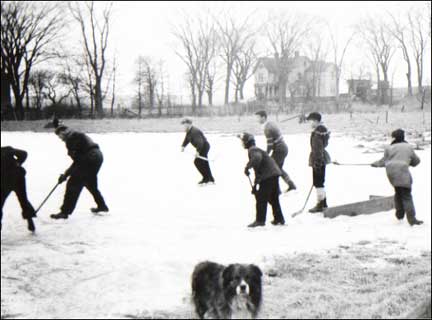 Pond Hockey - Nesbitt Street "the Island", Windsor, N.S. 1940s