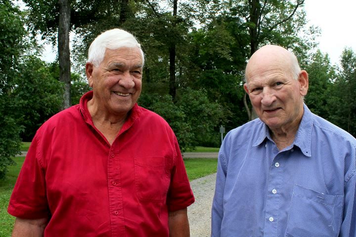 Carl "Chook" Smith and Murray "Moe" Smith at the grand opening of the Birthplace of Hockey Museum in 2011