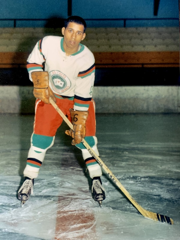 Windsor native John Paris Jr. with the Thetford Mines Jr. Aces in 1966. John was the First Black Coach and GM in professional hockey,